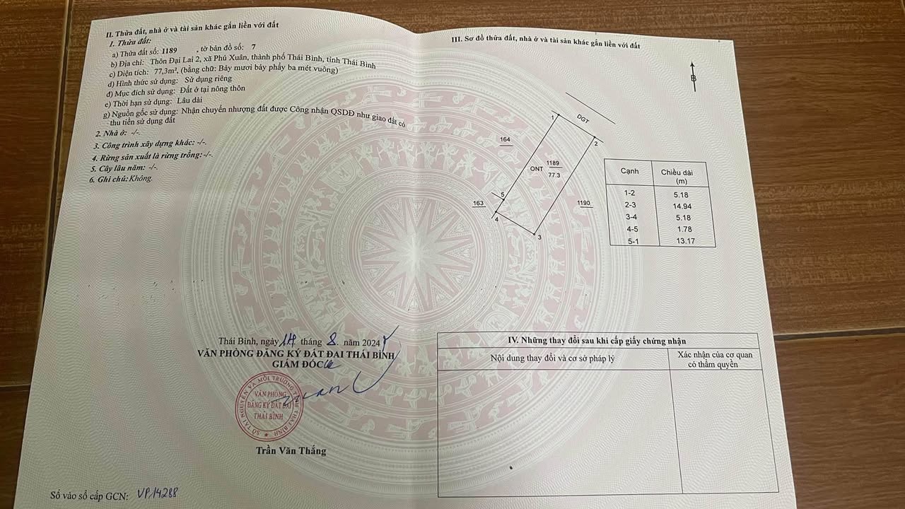 Đất nền thổ cư Đại Lai 2, Phú Xuân 78m² giá 1 tỷ - Cơ hội đầu tư tuyệt vời!