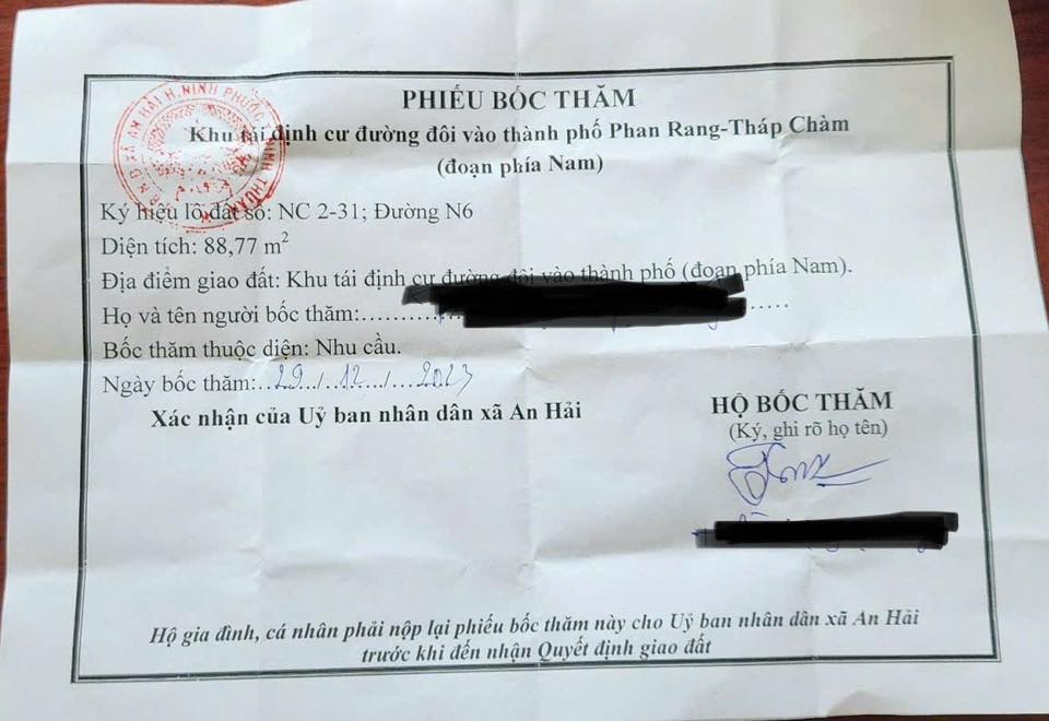 Đất tái định cư Đạo Long, Phan Rang 88,77m² giá 250 triệu - Cơ hội đầu tư hấp dẫn!