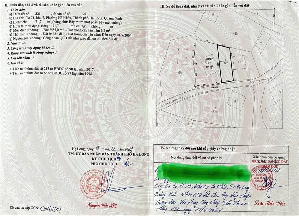 Đất nền Phường Hà Khẩu Hạ Long 71,7m² giá 1 tỷ - Ôtô vào tận đất!