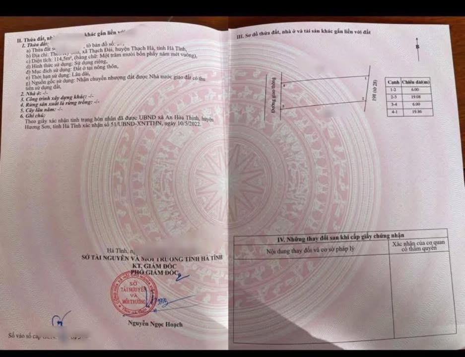 Đất Thạch Đài, Thạch Hà 114,5m² giá 900 triệu - Đường rộng thoáng, đầu tư sinh lời!