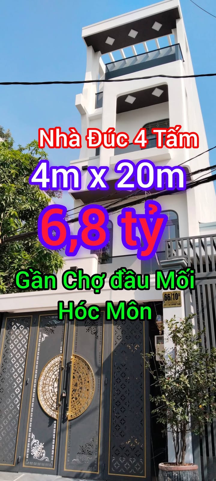 Nhà phố 4 tầng Hóc Môn 80m² giá 6.8 tỷ - Chính chủ bán gấp!