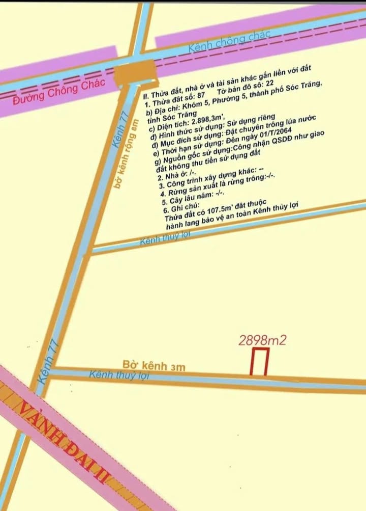 Đất nền Vành Đai II Sóc Trăng 2898m² giá chỉ 730 triệu - Cơ hội đầu tư tuyệt vời!