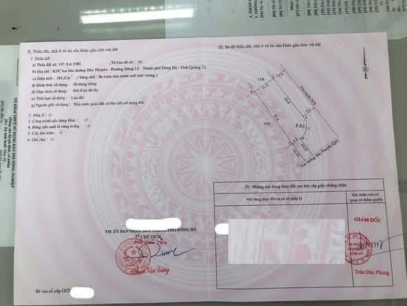 Đất nền 2 mặt tiền Đường Hàn Thuyên, Đông Hà, 374m² giá 3 tỷ - Cơ hội đầu tư hấp dẫn!