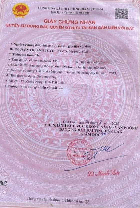 Đất nền Xã Phú Lộc, Huyện Krông Năng, 420m² - Cần bán gấp!