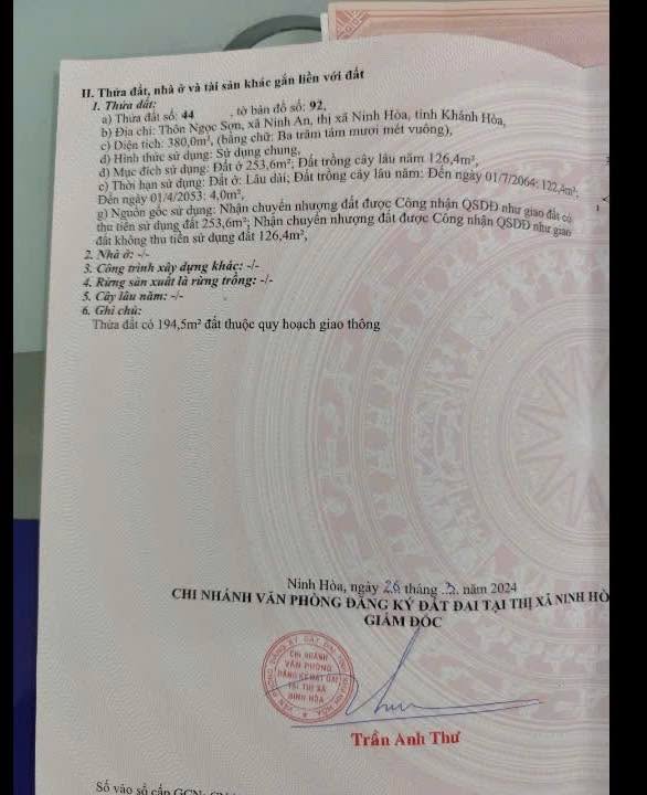 Nhà mặt tiền QL1A, Ninh An 380m² giá 3 tỷ - Đầu tư sinh lời ngay!