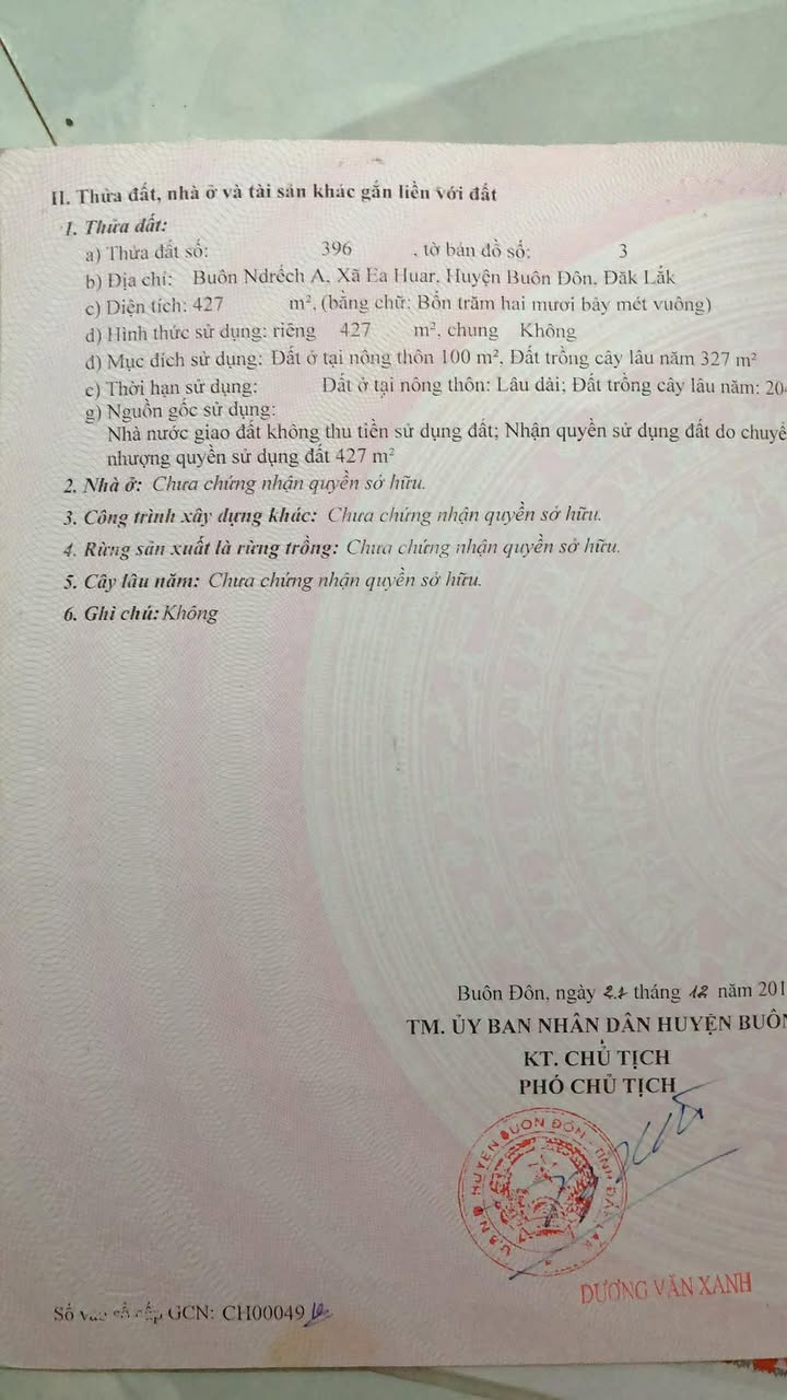 Đất thổ cư mặt tiền tỉnh lộ 1 Huyện Buôn Đôn 430m² giá 1.3 tỷ - Đối diện khu du lịch thác Bảy Nhánh!