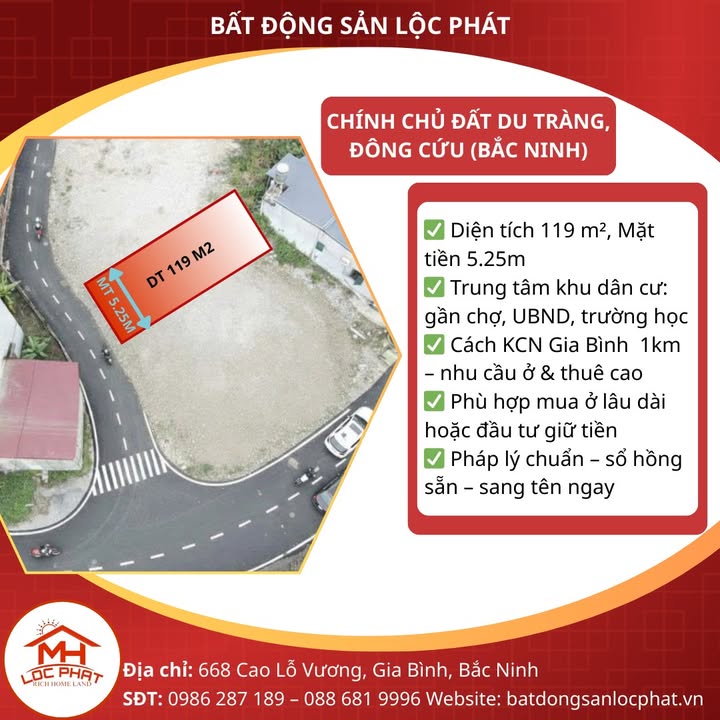Đất thổ cư 119m² Đông Cứu, Gia Bình giá 1 tỷ - Pháp lý rõ ràng!