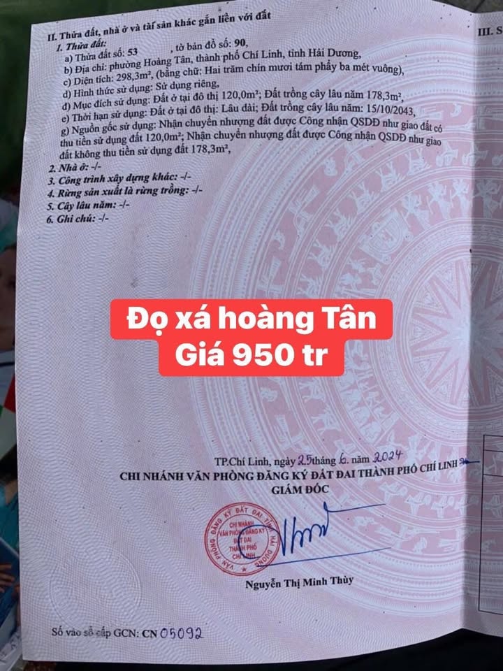 Đất nền đẹp tại KCN Cộng Hòa 280m² giá chỉ 950 triệu - Đầu tư sinh lời ngay!