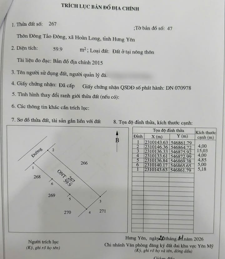 Đất nền Đông Tảo, Khoái Châu 59m² giá chỉ 2 tỷ - Cơ hội đầu tư tuyệt vời!