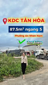Đất nền KDC Tân Hòa, Nhơn Hoà, 87.5m² giá 7xx triệu - Sổ đỏ chính chủ