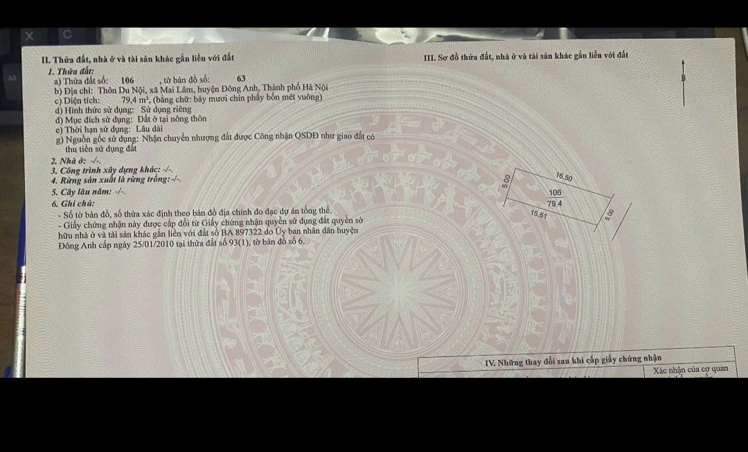 Đất nền 80m² Du Nội, Mai Lâm, Đông Anh - Đường rộng, vị trí đắc địa!