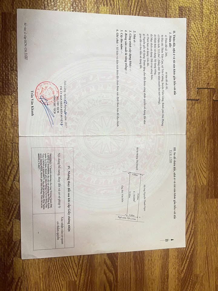 Đất Tiên Cường Tiên Lãng 312m² giá 2 tỷ - Mặt tiền rộng, đầu tư sinh lời!