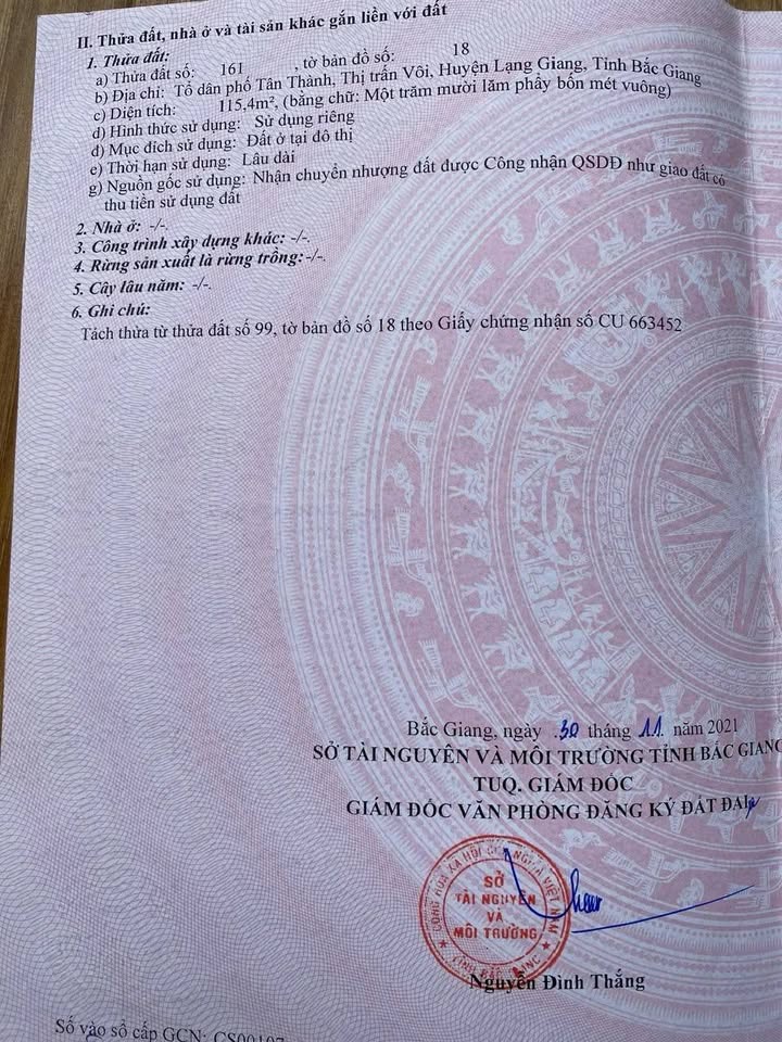 Đất thổ cư Lạng Giang 200m² giá 2 tỷ - Ô tô vào