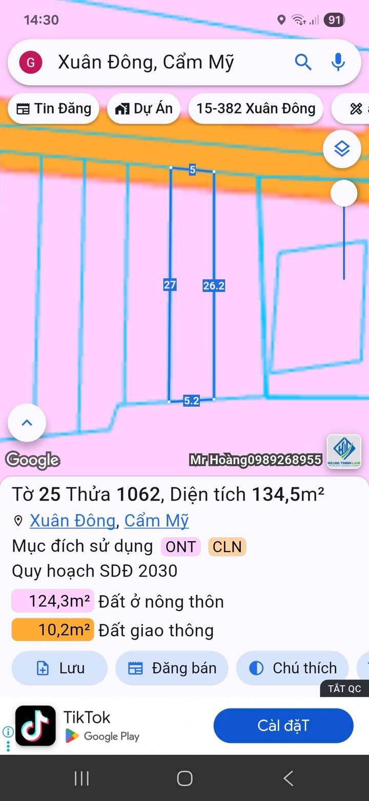 Đất nền Xuân Đông, Cẩm Mỹ, 134m² giá 480 triệu - Đầu tư sinh lời ngay!