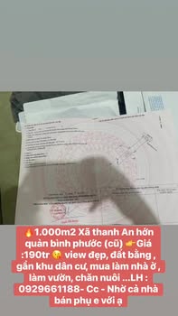 Đất nền 1.000m² Xã Thanh An, Huyện Hớn Quản giá 190 triệu - Đầu tư sinh lời cho tương lai!