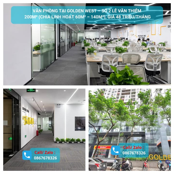 Văn phòng cho thuê Golden West, Lê Văn Thiêm 200m² giá 48 triệu - Không gian hiện đại, dịch vụ hoàn hảo!