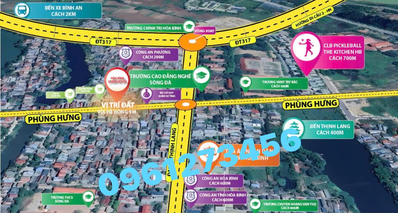 Đất phân lô mặt đường Phùng Hưng, TP Hòa Bình, 100m² - Vị trí đắc địa cho kinh doanh