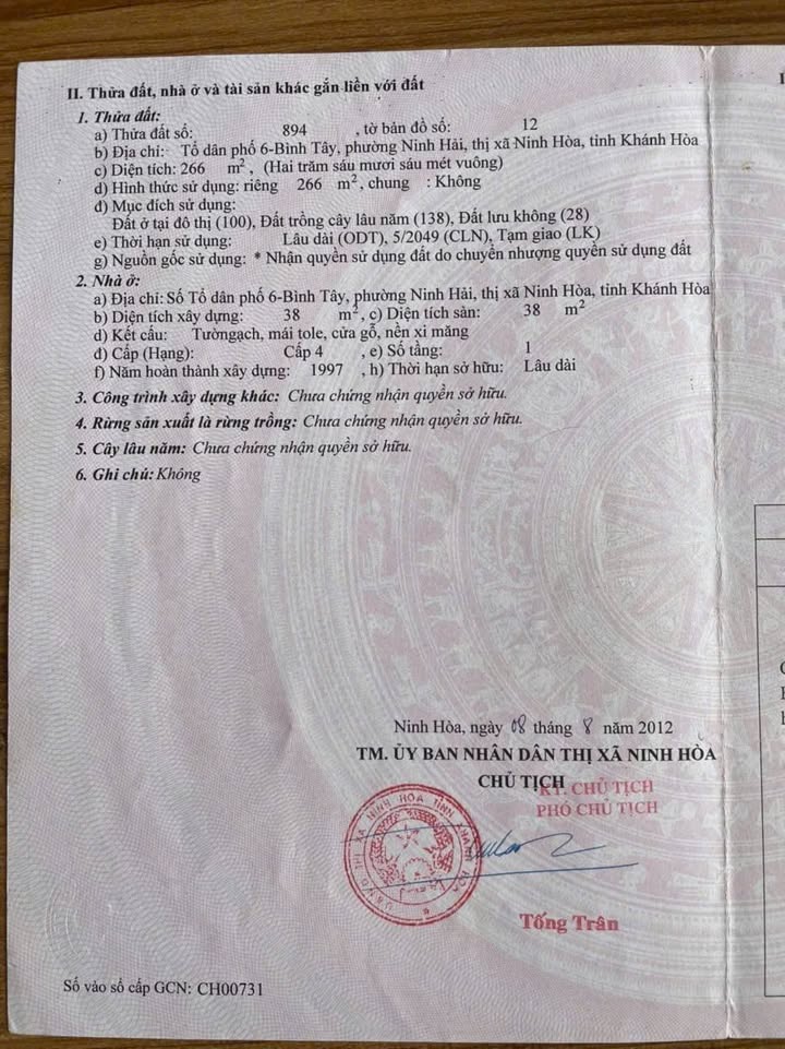 Đất nền đẹp tại Phường Ninh Thủy, Ninh Hòa 266m² giá chỉ 2 tỷ - Cách biển Dốc Lết 1km!