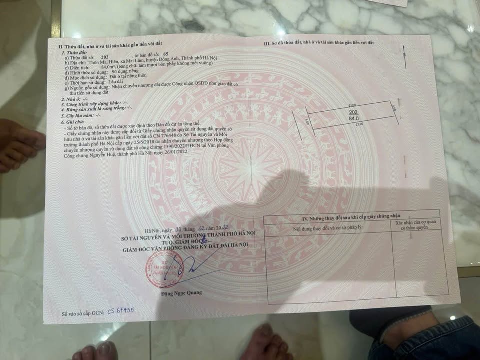 Đất thổ cư thôn Mai Hiên, Đông Anh 84m² giá 6.72 tỷ - Chính chủ bán gấp!