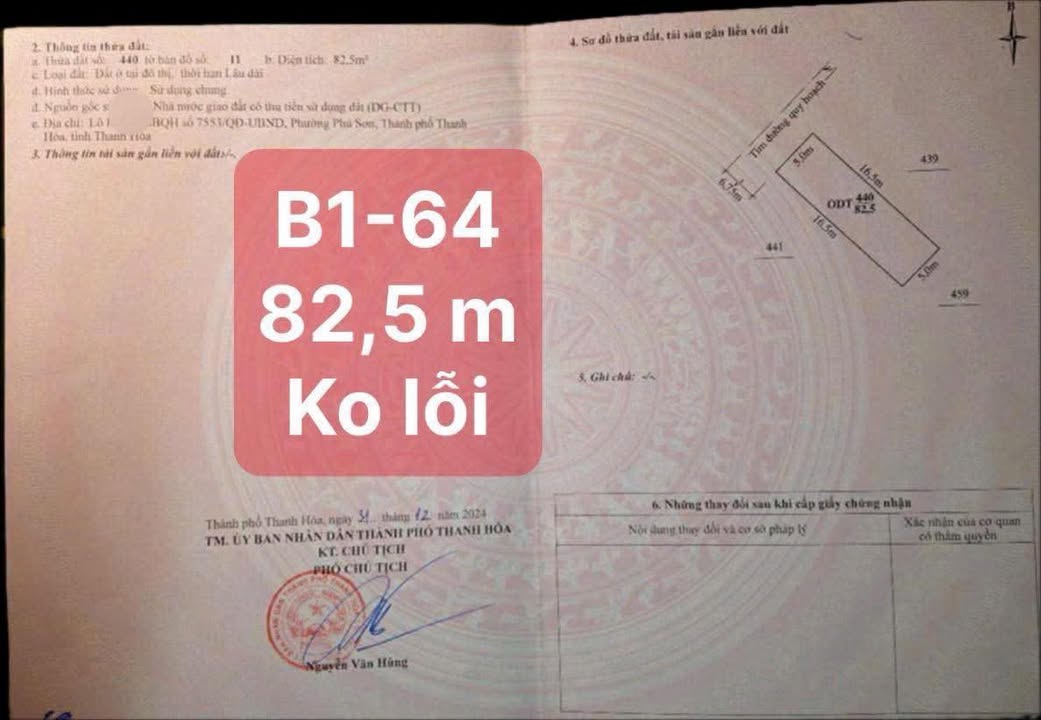 Lô đất đẹp tại Phú Sơn, Thanh Hóa 82.5m² giá 3 tỷ - Sổ đỏ chính chủ!