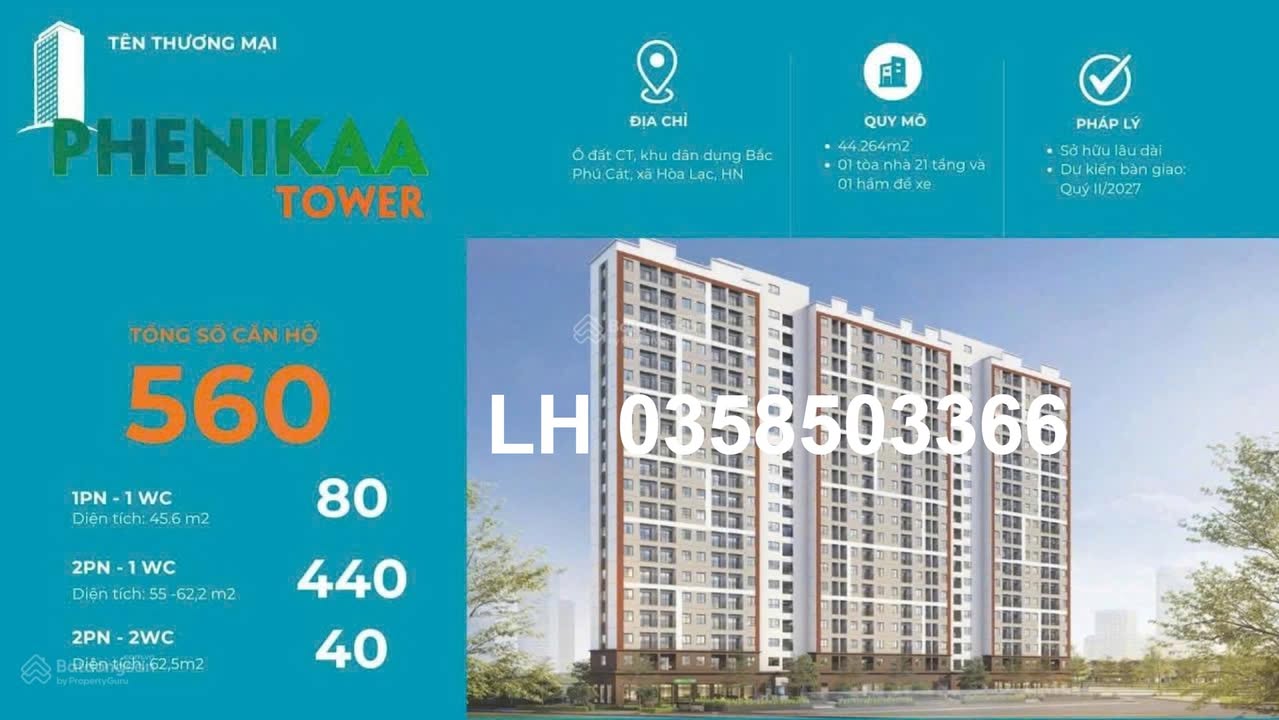 Chung cư Phenikaa Tower Hòa Lạc 55m² giá 2 tỷ - Căn góc 2PN, đầy đủ tiện nghi!