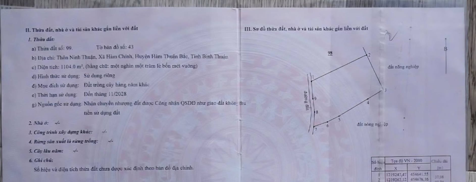 Đất cây trồng 1100m² Thôn Ninh Thuận, Hàm Liêm chỉ 570 triệu - Cơ hội đầu tư tuyệt vời!