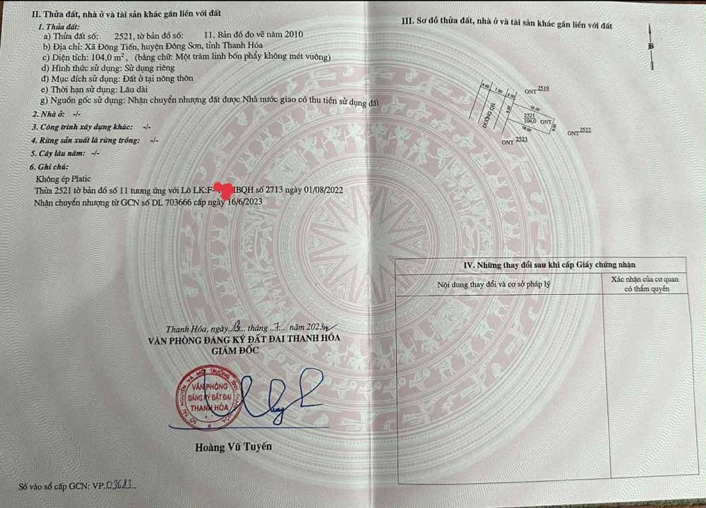 Đất nền 104m² tại Đại đô thị Đông Tiến - Giá chỉ 1.2 tỷ - Sẵn sàng đầu tư!