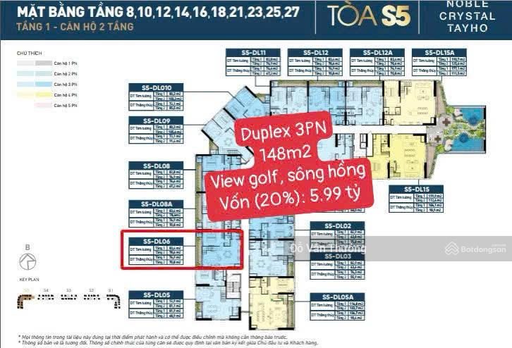 Căn hộ Duplex Tây Hồ 148,5m² giá 29.9 tỷ - View trọn sân golf!