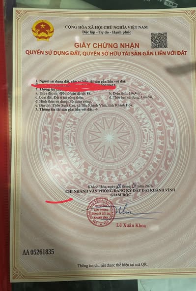 Đất nền Khánh Đông, Khánh Vĩnh 116m² giá 209 triệu - Đầu tư sinh lời ngay!