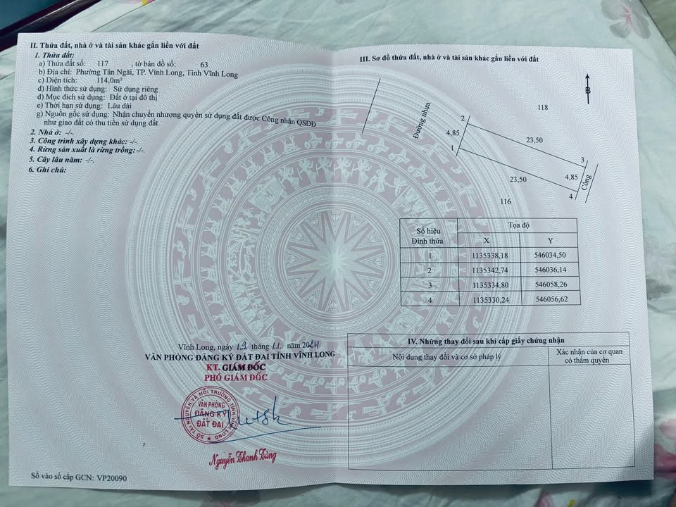 Đất nền đẹp Phường Tân Ngãi - TP Vĩnh Long 114m² giá 1.6 tỷ - Sổ hồng chính chủ