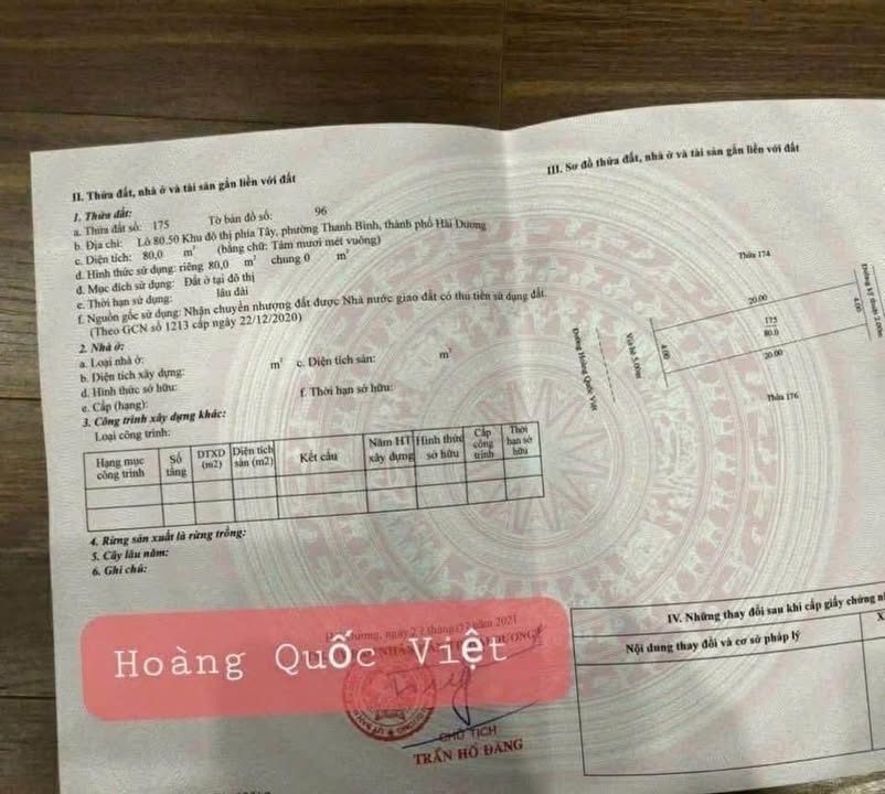 Đất nền Hoàng Quốc Việt, TP Hải Dương 80m² - Vị trí kinh doanh lý tưởng!