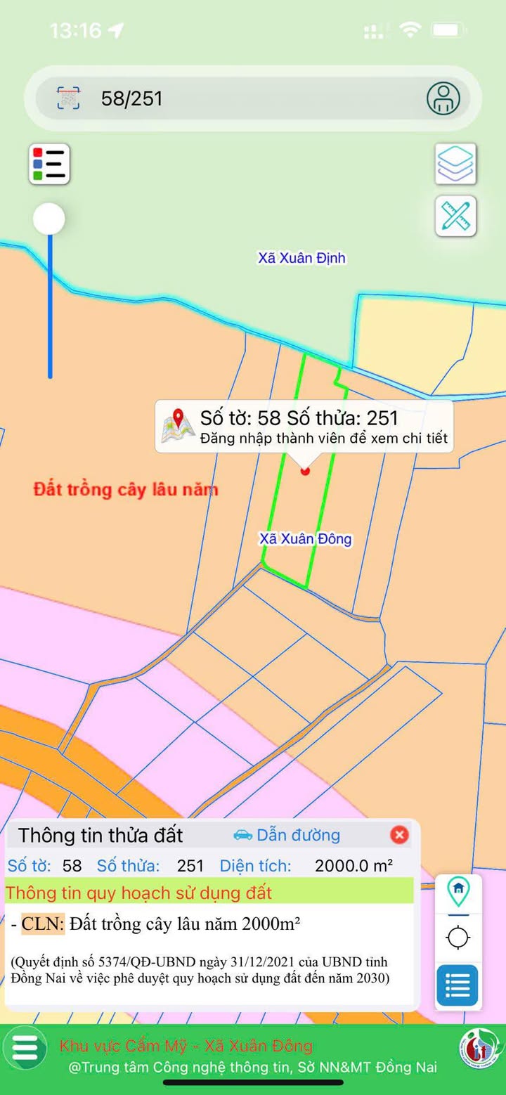 Đất nền 720m² xã Xuân Đông, Cẩm Mỹ giá 1.8 tỷ - Sổ hồng chính chủ