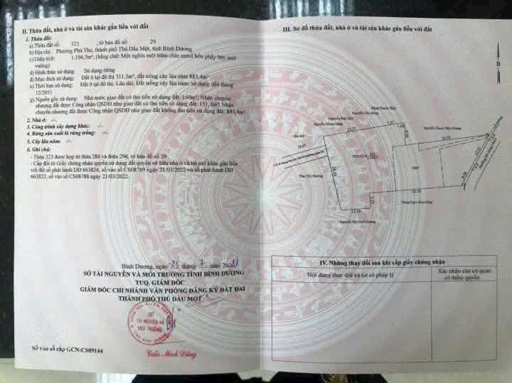 Đất nền Phú Thọ - Thủ Dầu Một 1194.7m² giá tốt - Tiềm năng đầu tư lớn!