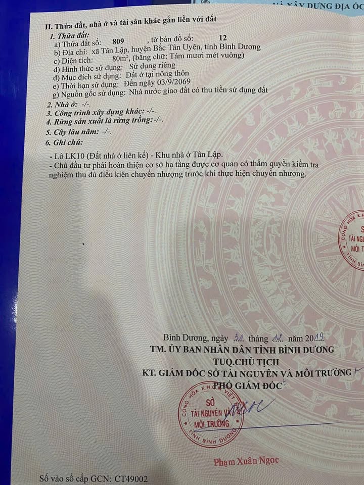 Đất nền KNO Tân Lập VSIP3 80m² giá 1.65 tỷ - Cơ hội đầu tư tuyệt vời!