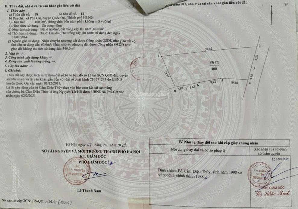 Đất thổ cư tại Thôn 5, Phú Cát, Quốc Oai, 500m² - Tiềm năng đầu tư lớn!