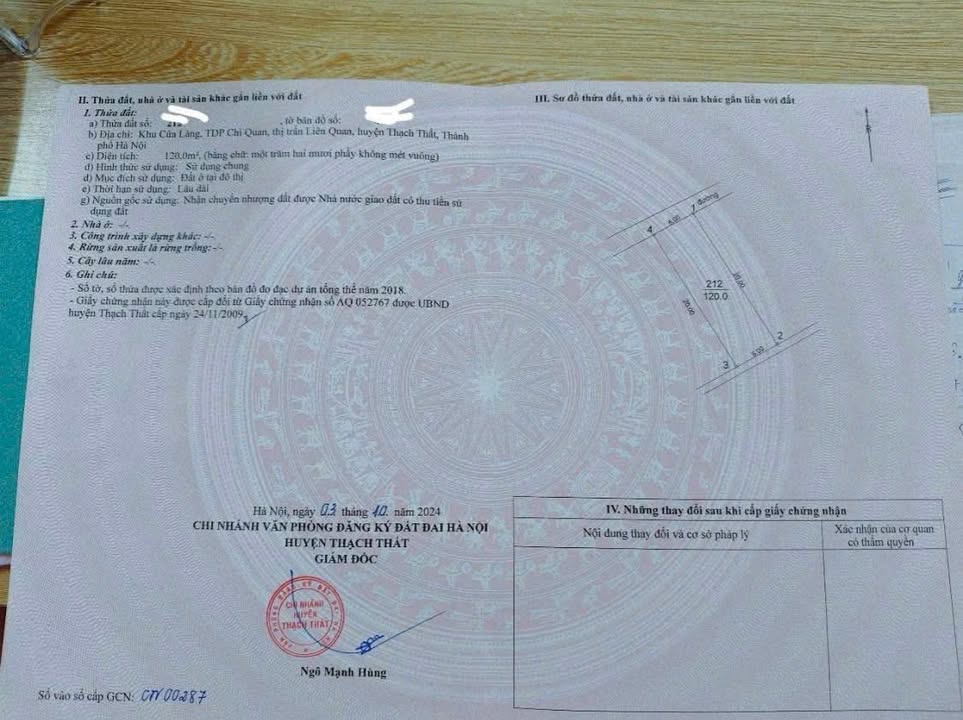 Đất thổ cư Thạch Thất 120m² giá 3.8 tỷ - Đầu tư sinh lời tuyệt vời!