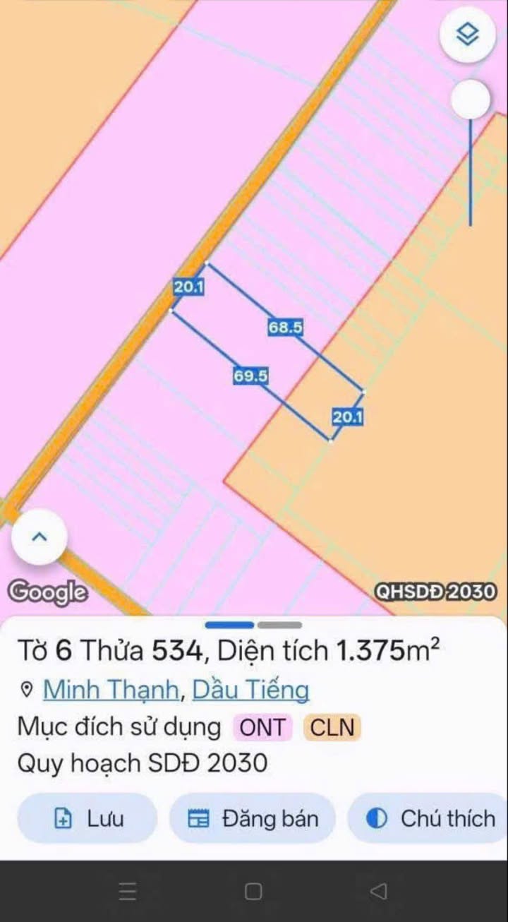 Đất thổ cư Minh Thạnh Dầu Tiếng 1360m² giá 1.1 tỷ - Cơ hội đầu tư hấp dẫn!