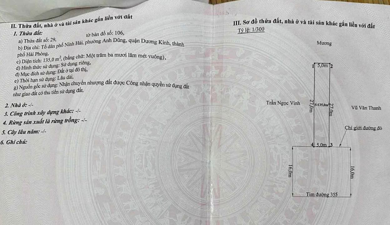 Lô đất mặt đường Mặc Đăng Doanh, quận Dương Kinh, 135m² - Kinh doanh sầm uất!