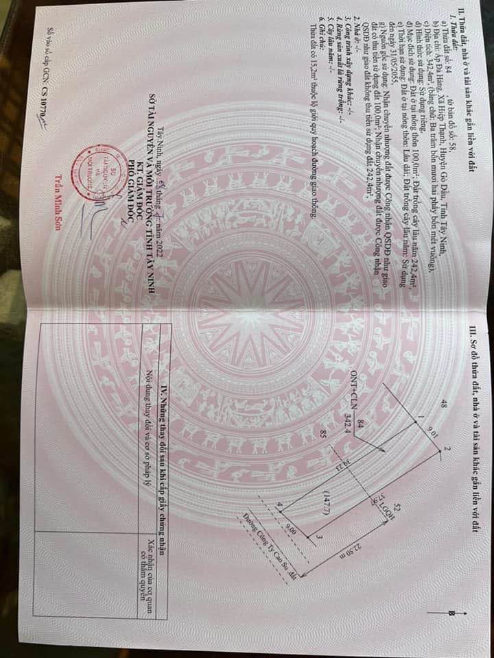 Đất nền Bến Cầu 360m² giá 1.5 tỷ - Đầu tư sinh lời hấp dẫn!