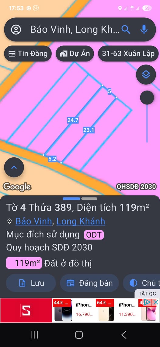 Đất nền thổ cư Phường Bảo Vinh 120m² giá 688 triệu - Đường thông ô tô vào thoải mái!