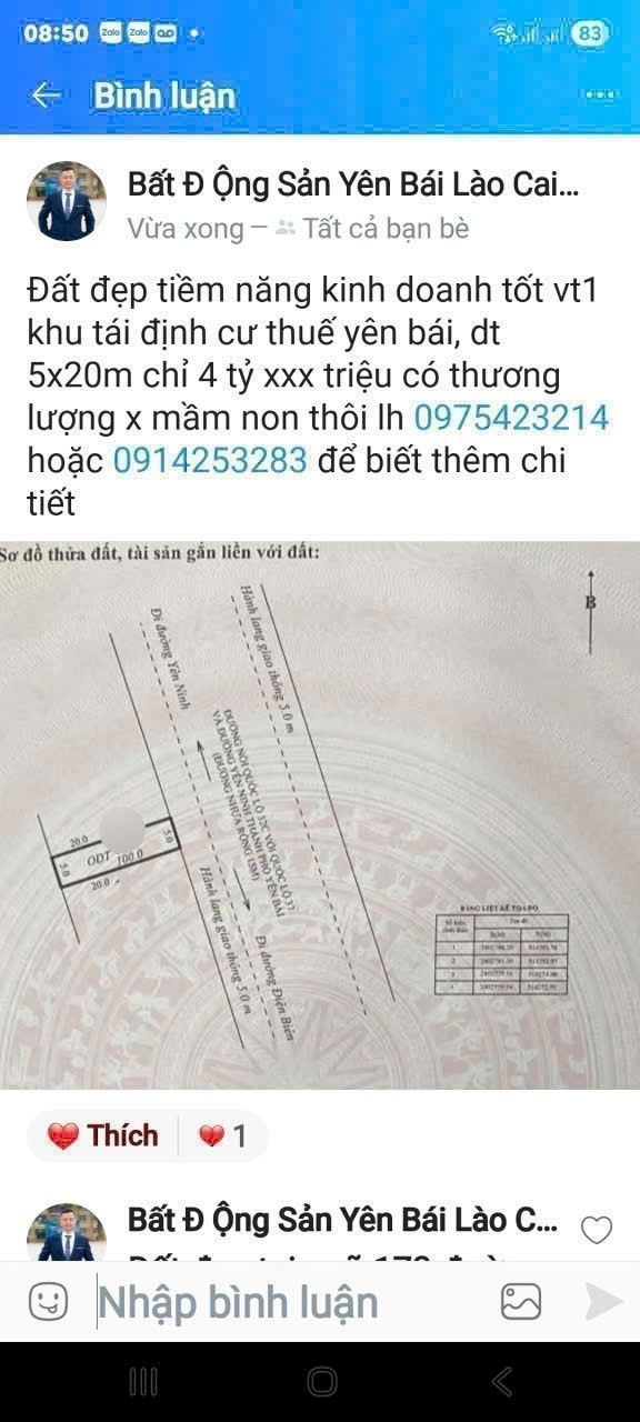 Đất nền khu tái định cư Thúy Yên Bái 100m² giá 4 tỷ - Tiềm năng kinh doanh vượt trội!