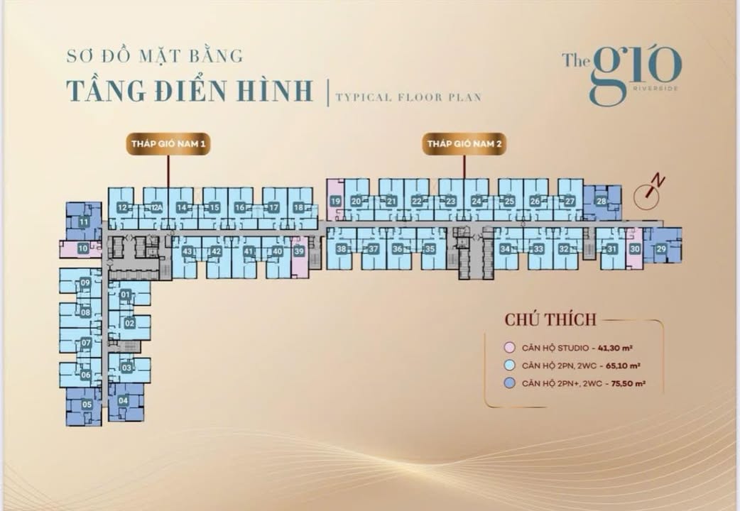 Căn hộ The Gió Riverside Dĩ An 65m² giá 2.8 tỷ - Căn góc thoáng mát!