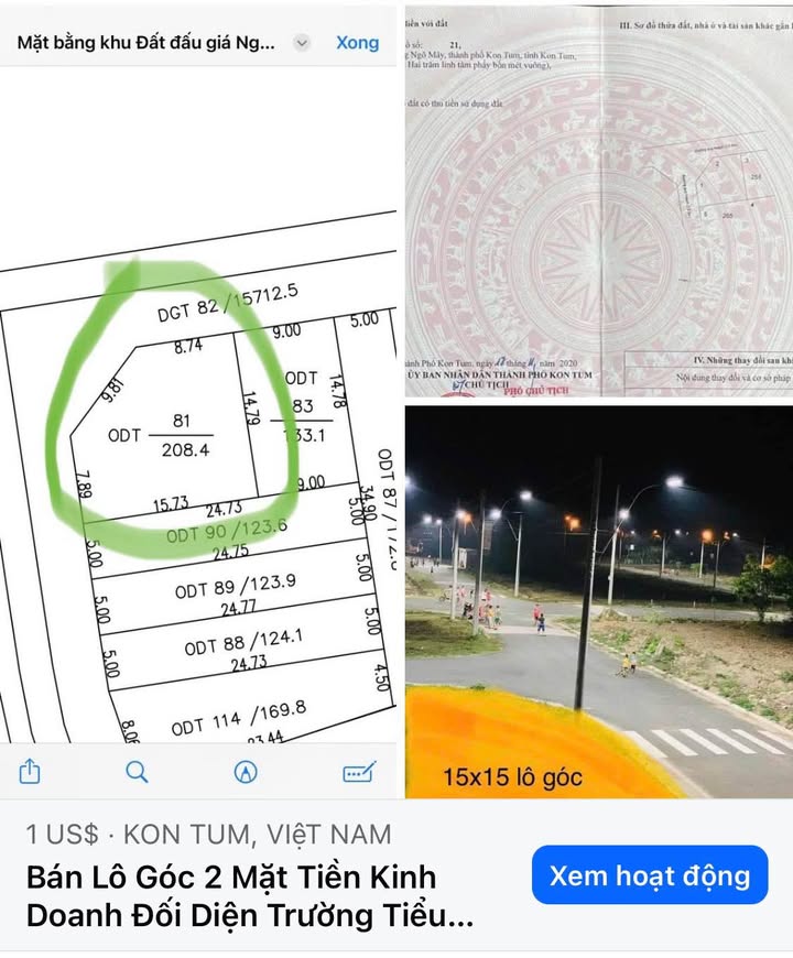 Lô Góc Kinh Doanh 208m² Phường Ngô Mây Giá 1.3 Tỷ - Sổ Đỏ Chính Chủ