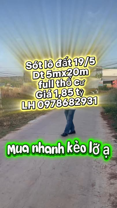 Đất hẻm 19/5 Buôn Ma Thuột 100m² giá 1.85 tỷ - Đầu tư sinh lời nhanh!
