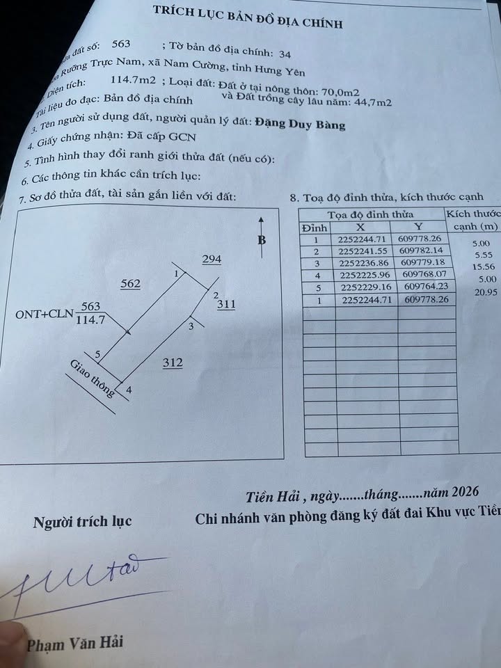 Đất liền kề xã Nam Cường, Huyện Tiền Hải, 104m² chỉ từ 700 triệu - Cơ hội đầu tư tốt!