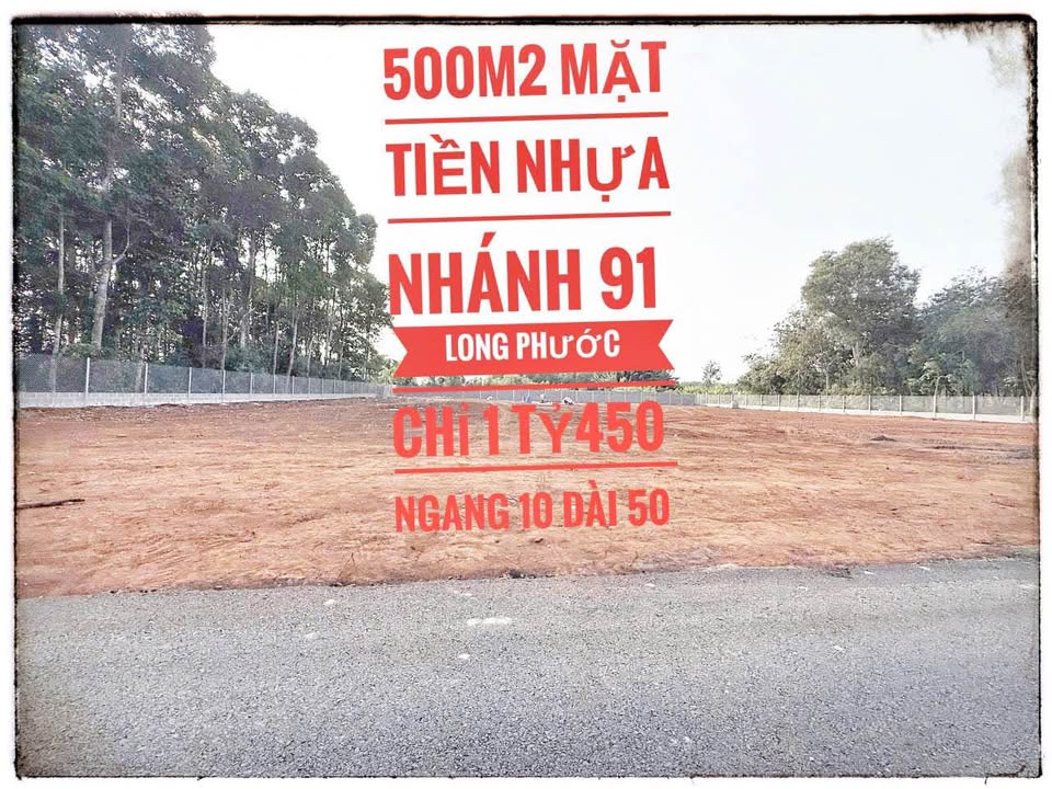 Đất nền Long Phước Bà Rịa 500m² giá 1.45 tỷ - Đầu tư sinh lời ngay!
