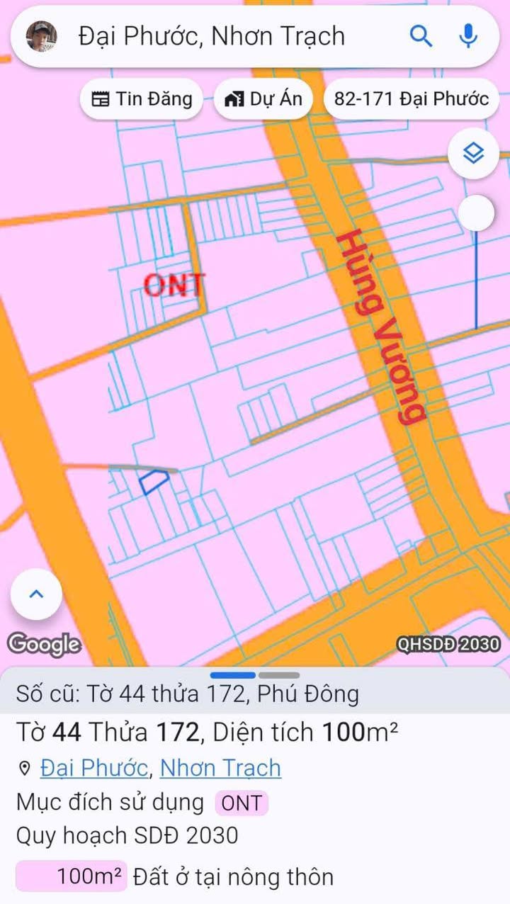 Đất thổ cư xã Đại Phước, Nhơn Trạch 100m² giá 1 tỷ - Cơ hội đầu tư tuyệt vời!