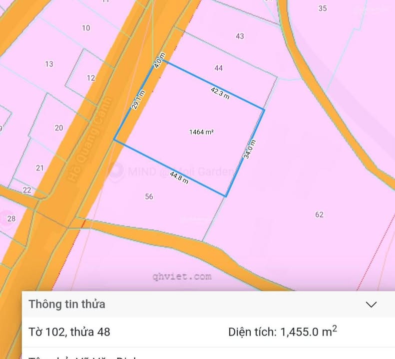 Đất nền mặt tiền Hồ Quang Cảnh, Phan Thiết 1455m² giá 6.2 tỷ - Cơ hội đầu tư tuyệt vời!