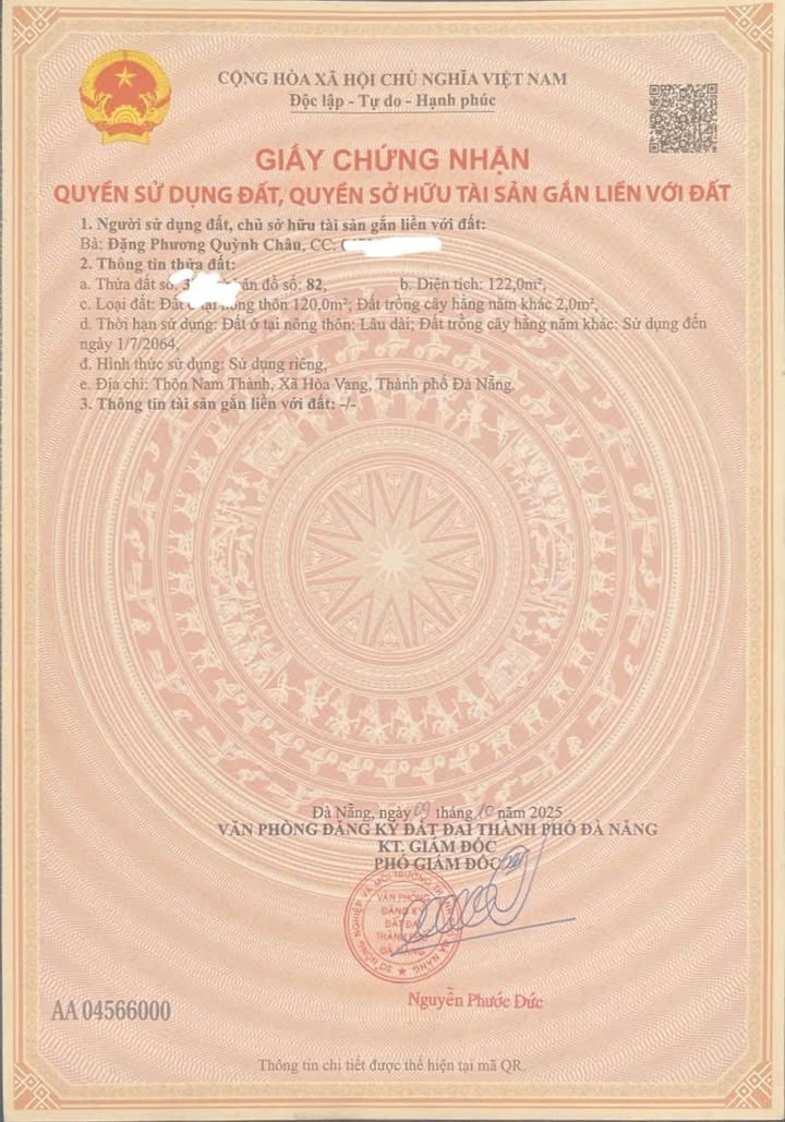 Bán đất sổ đỏ Hòa Vang, Đà Nẵng 122m² - Đầu tư sinh lời ngay!