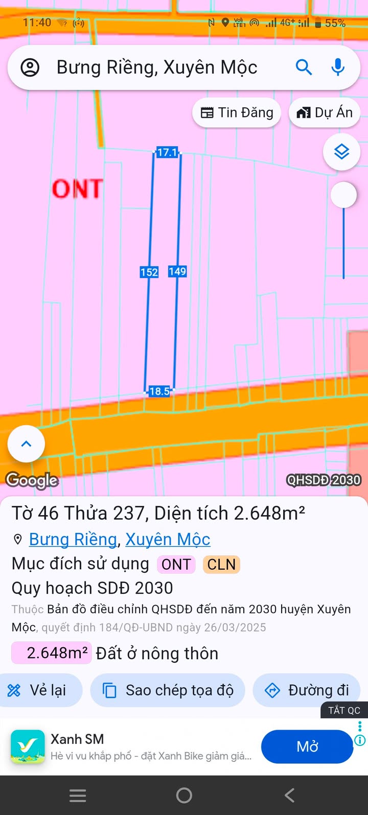 Bán gấp FrontHouse mặt tiền Quốc lộ 55, xã Xuyên Mộc 2648m² - Cơ hội đầu tư tuyệt vời!